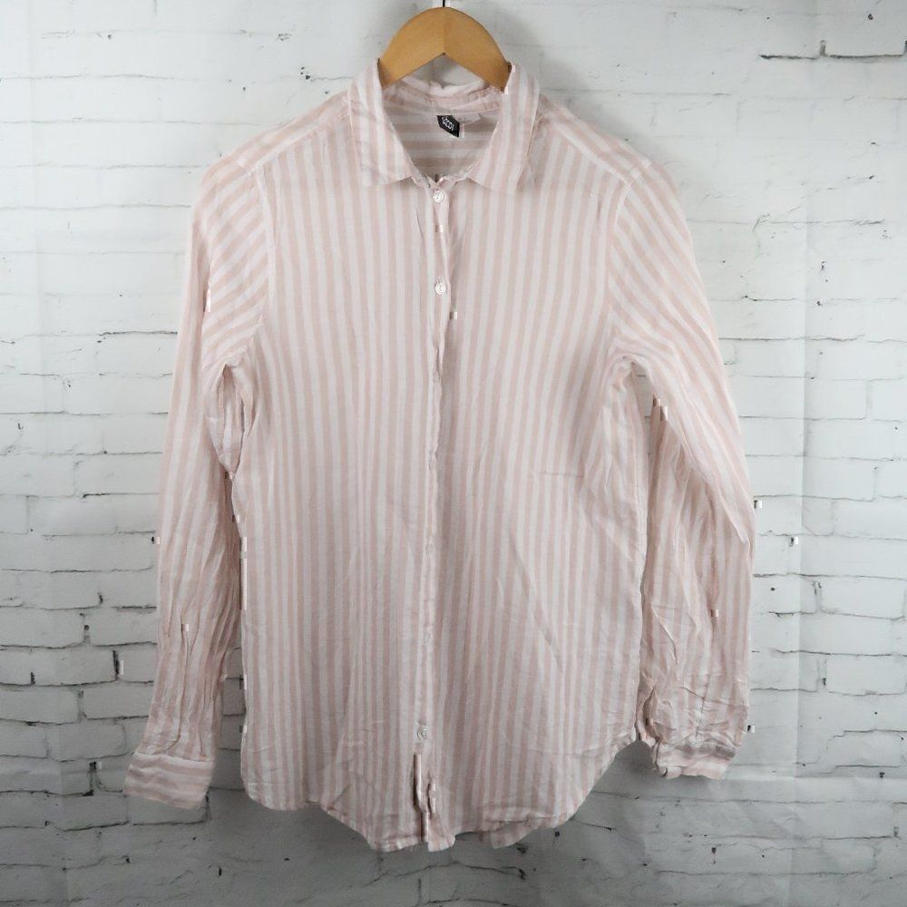 DIVIDED BY H&M PINK STRIPE LONG SLEEVE BUTTON DOWN SHIRT SIZE 6